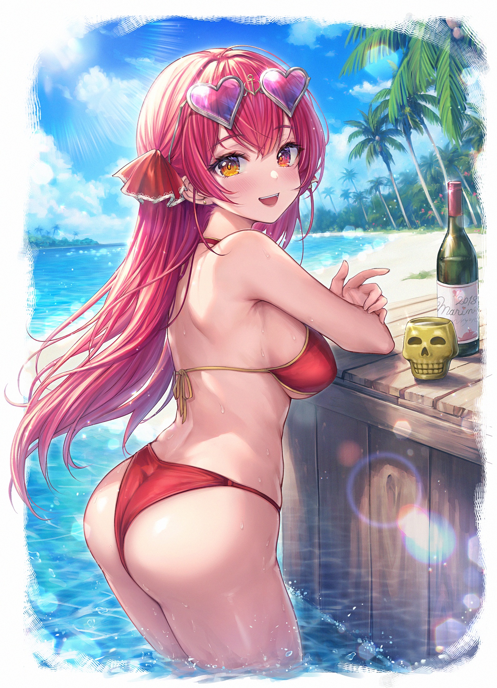 Mirukurim Hololive Houshou Marine Ass Bikini Heterochromia Megane